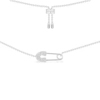 Safety Pin Adjustable Necklace - Silver