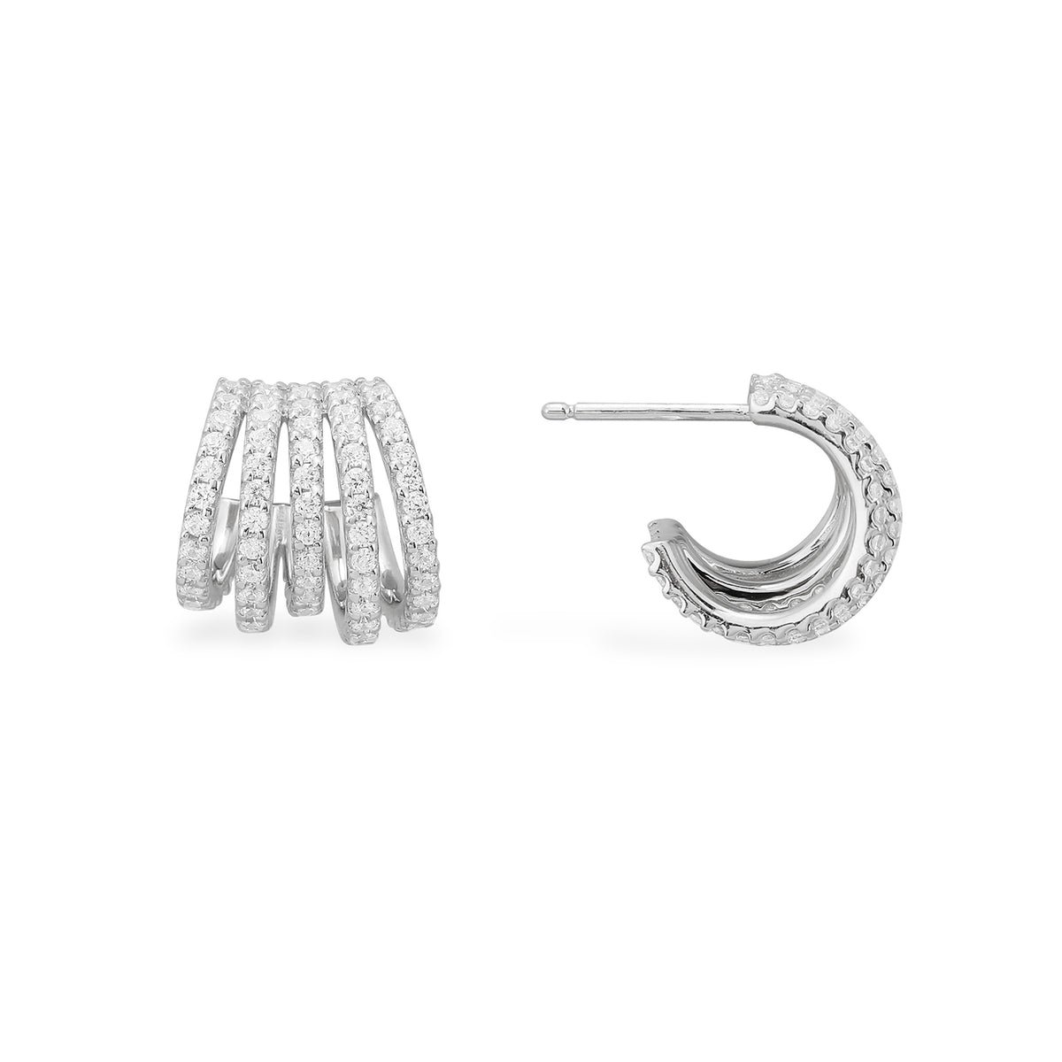 Five-Hoop Earrings - Silver
