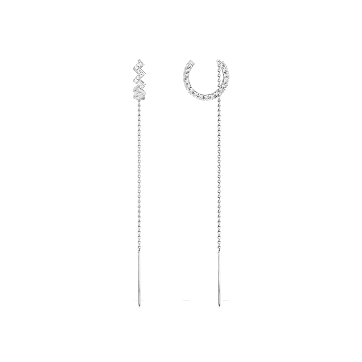 Up And Down Dropping Earrings - Silver
