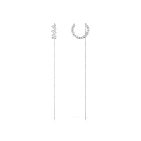 Up And Down Dropping Earrings - Silver