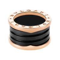 B.Zero1 Four-Band Ring With Two 18 Kt Rose Gold Loops And A Black Ceramic Spiral