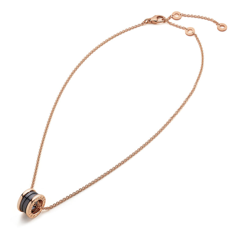 B.Zero1 Necklace With 18 Kt Rose Gold Chain And With 18 Kt Rose Gold And Black Ceramic Pendant