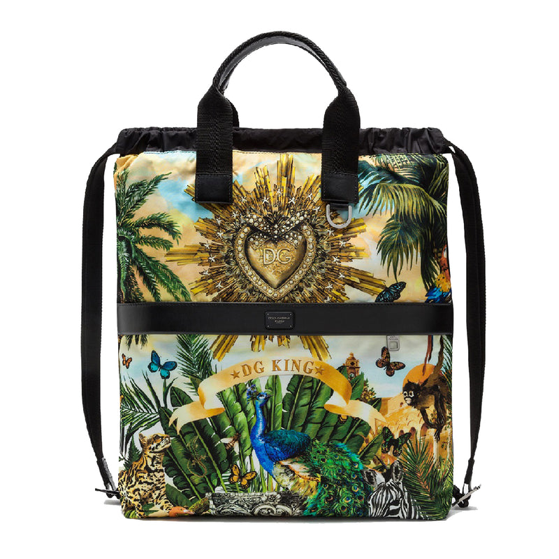 Nylon Backpack with Tropical Latino Print