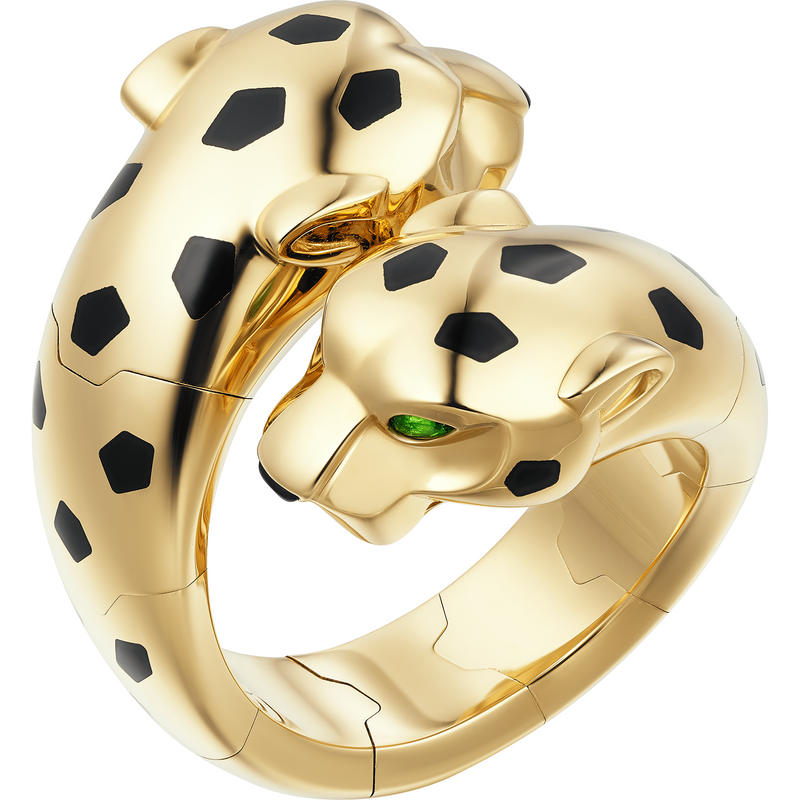 Panthère de Cartier Ring, Yellow Gold, Tsavorite Garnets, Lacquer, Onyx