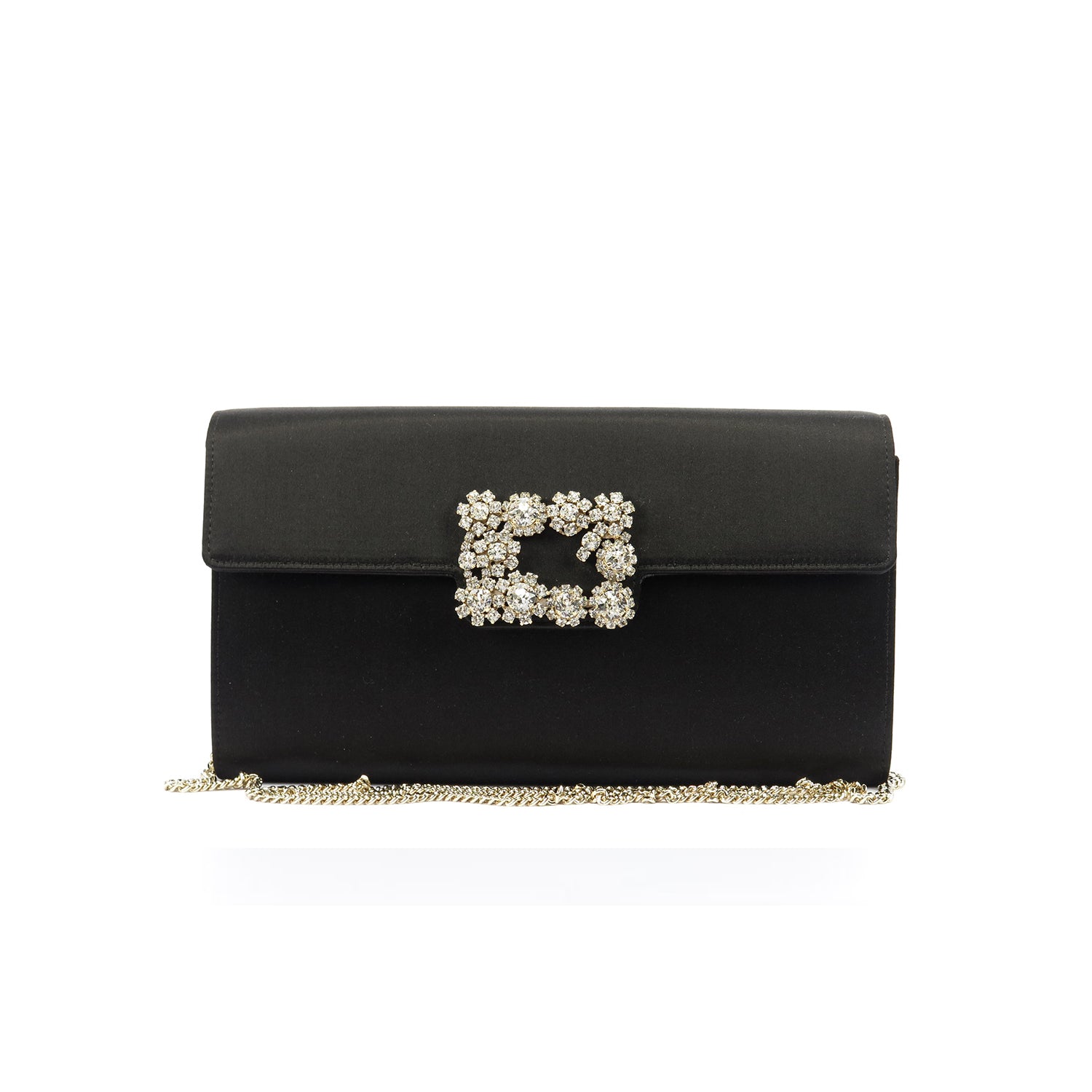 Flower Strass Buckle Envelope Flap in Satin