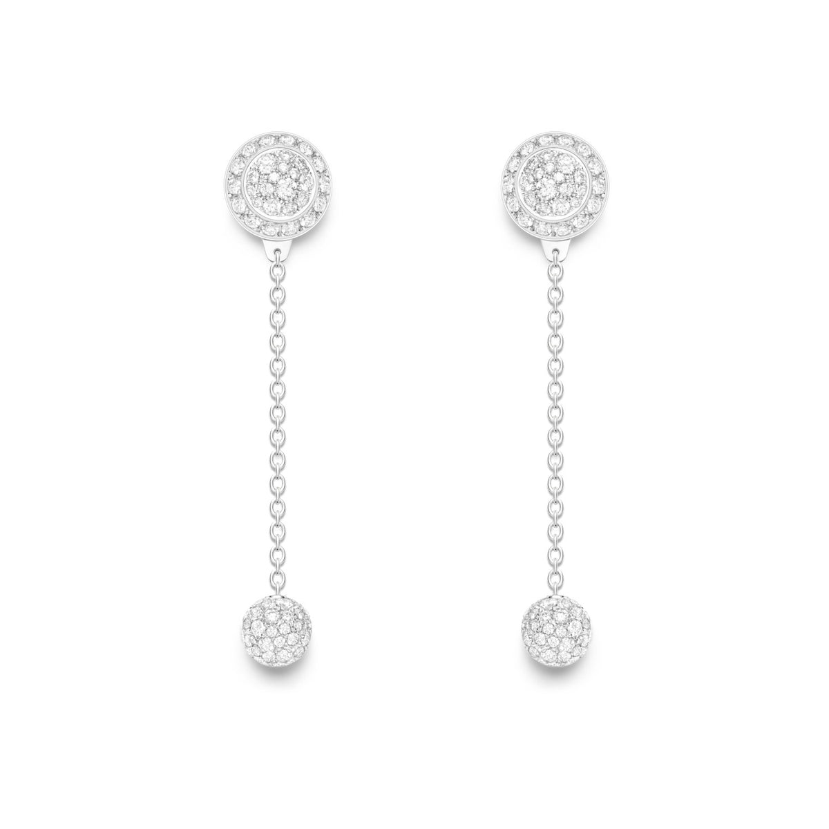 Possession earrings in 18K white gold set with 184 brilliant-cut diamonds (approx. 1.47 ct). 2 ways of wearing.
