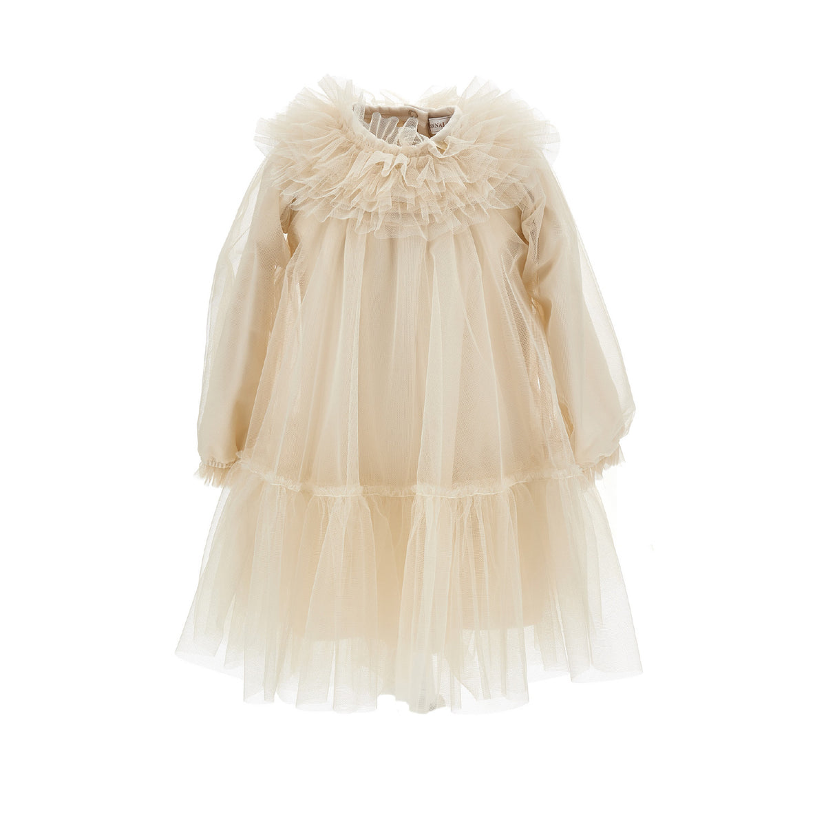 Slik-touch tulle dress with trim