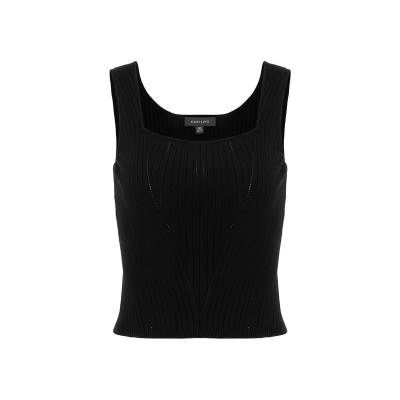 Pointelle Square Neck Knitted Tank Top