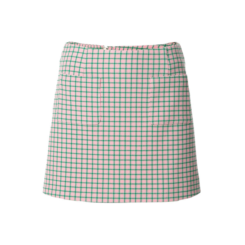 Woven Mini Skirt with Front Pocket