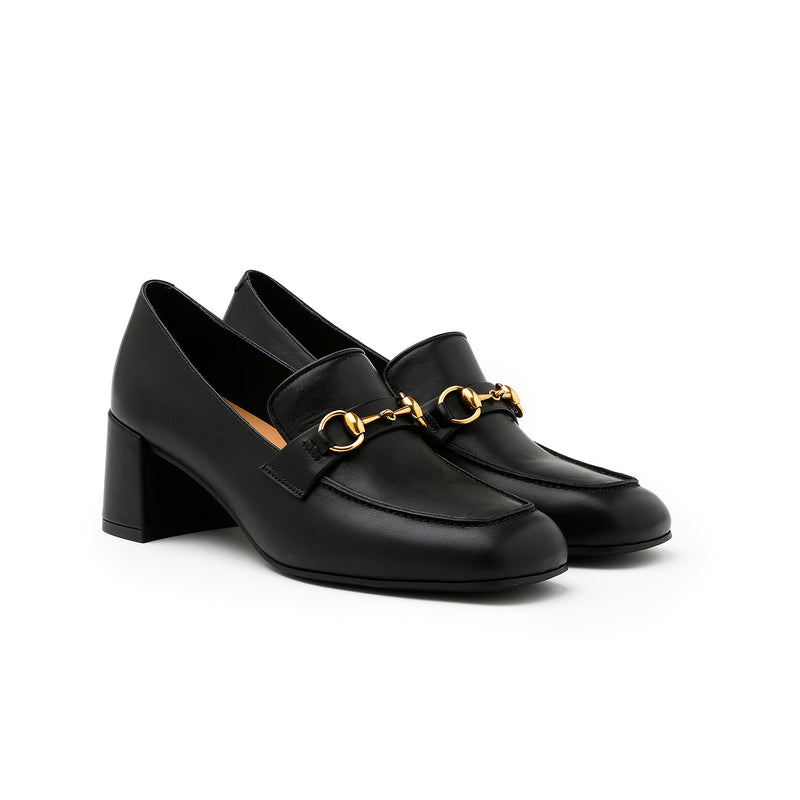 Buckle Heeled Leather Loafers