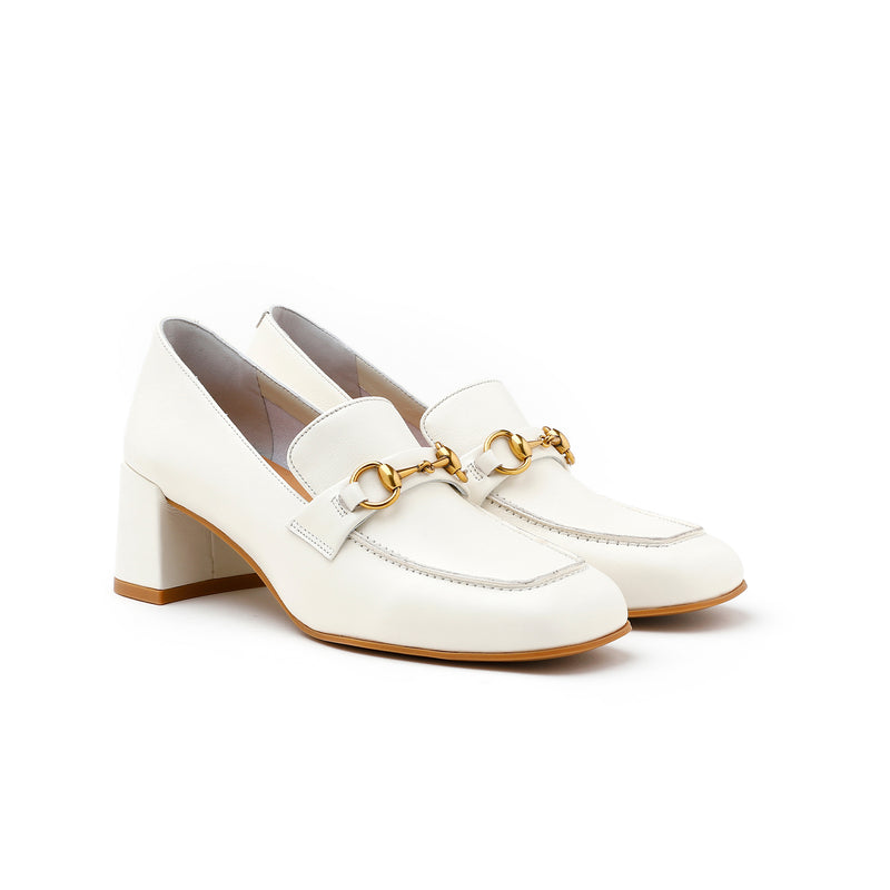 Buckle Heeled Leather Loafers