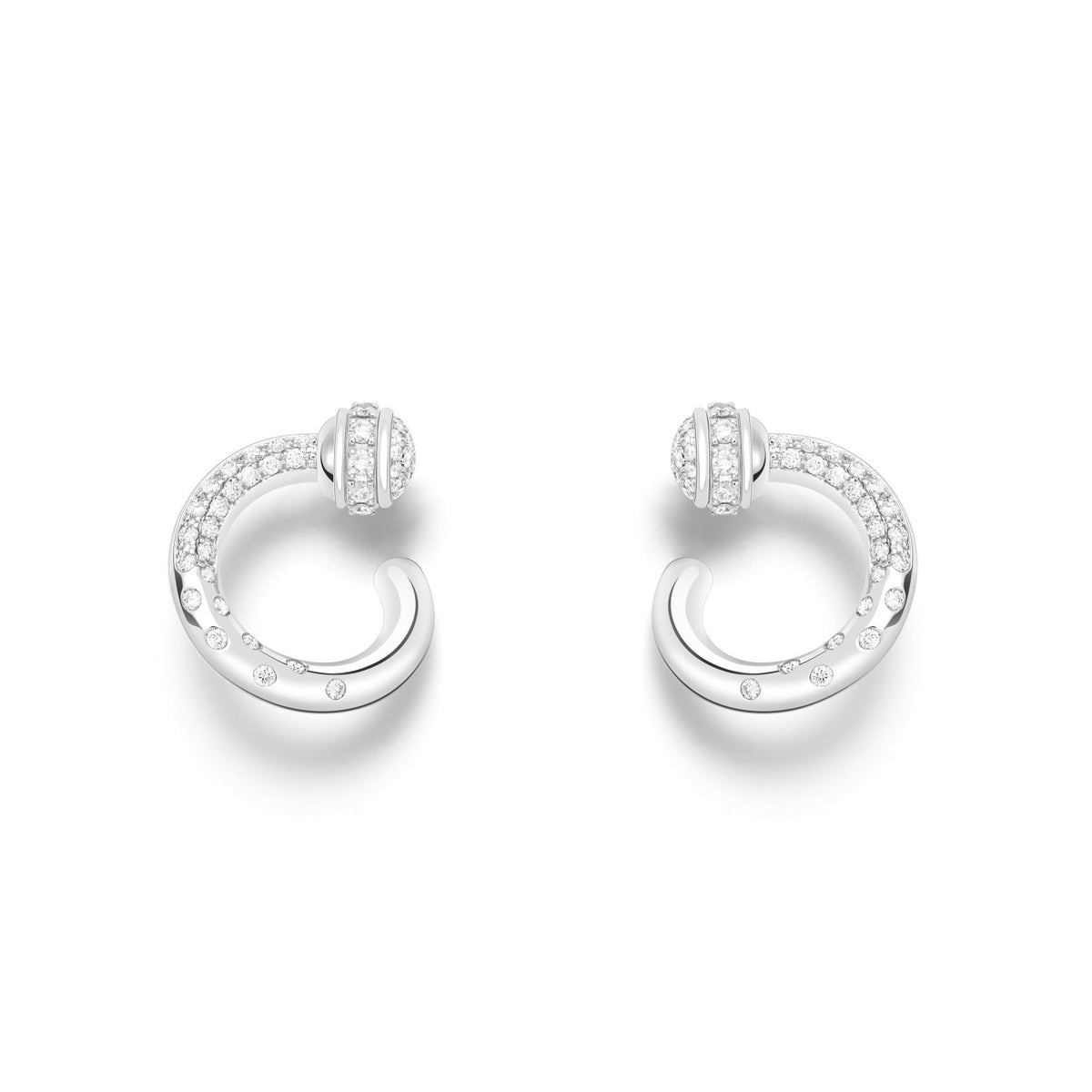 Possession open hoop earrings in 18K white gold set with 104 brilliant-cut diamonds (approx. 0.57 ct).