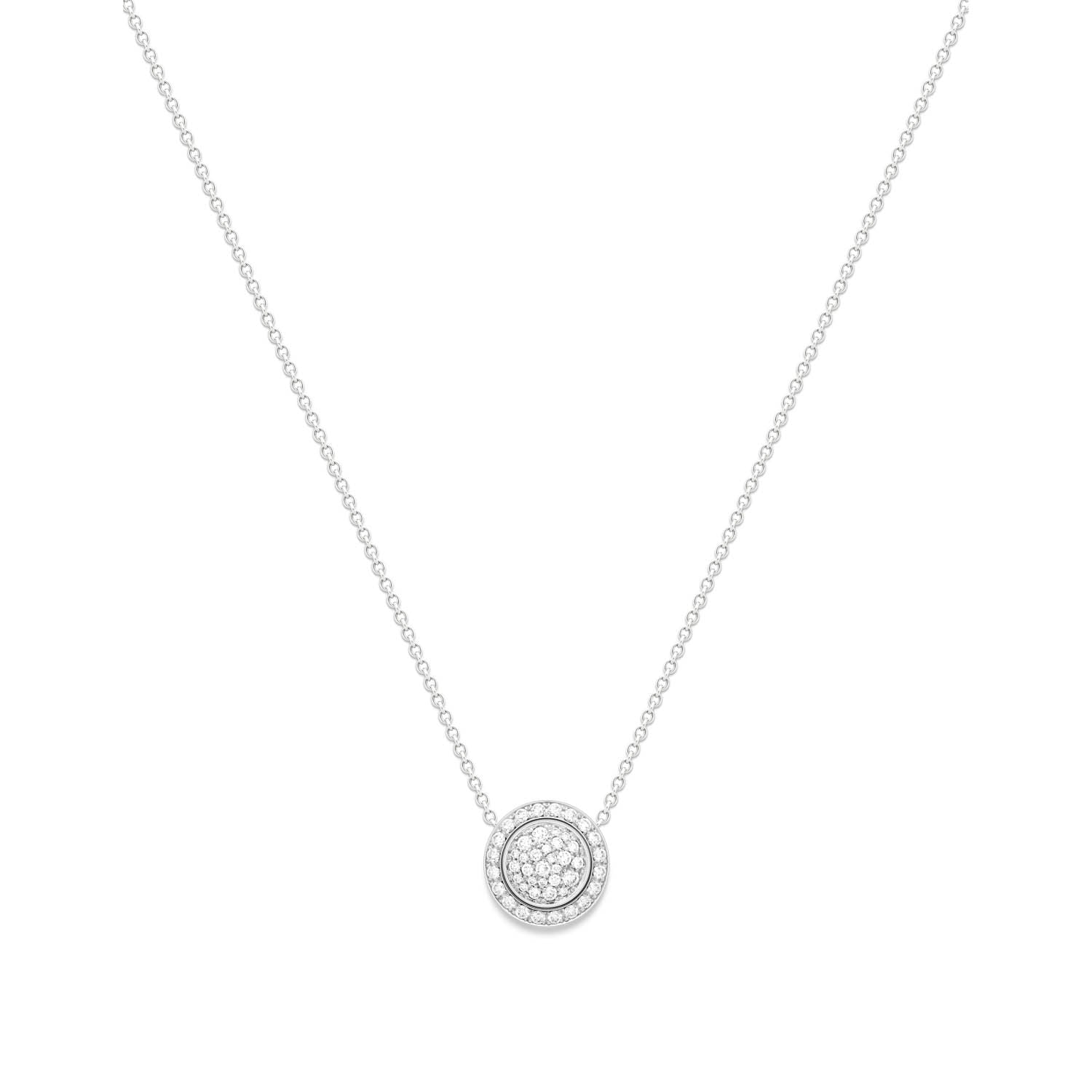 Possession pendant in 18K white gold set with 46 brilliant-cut diamonds (approx. 0.48 ct).