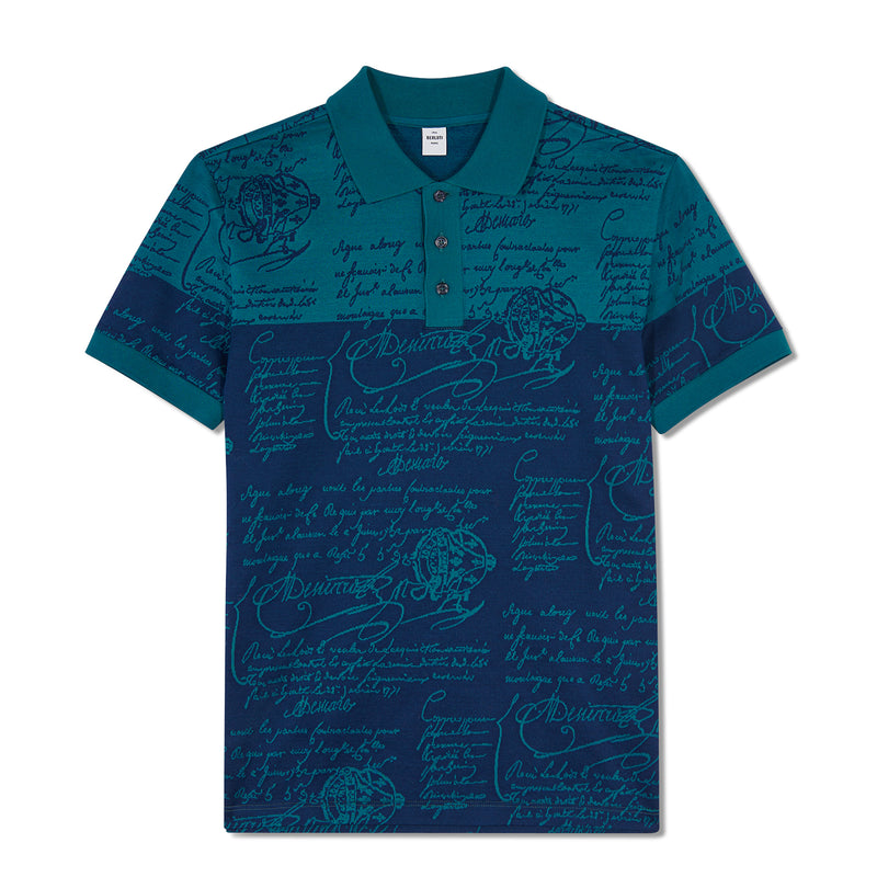 Color Block Jacquard Scritto Polo Shirt