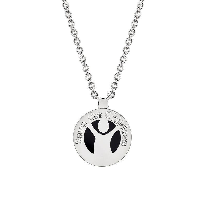 Save The Children 10th Anniversary Necklace In Sterling Silver With Pendant Set With Onyx Element And A Ruby