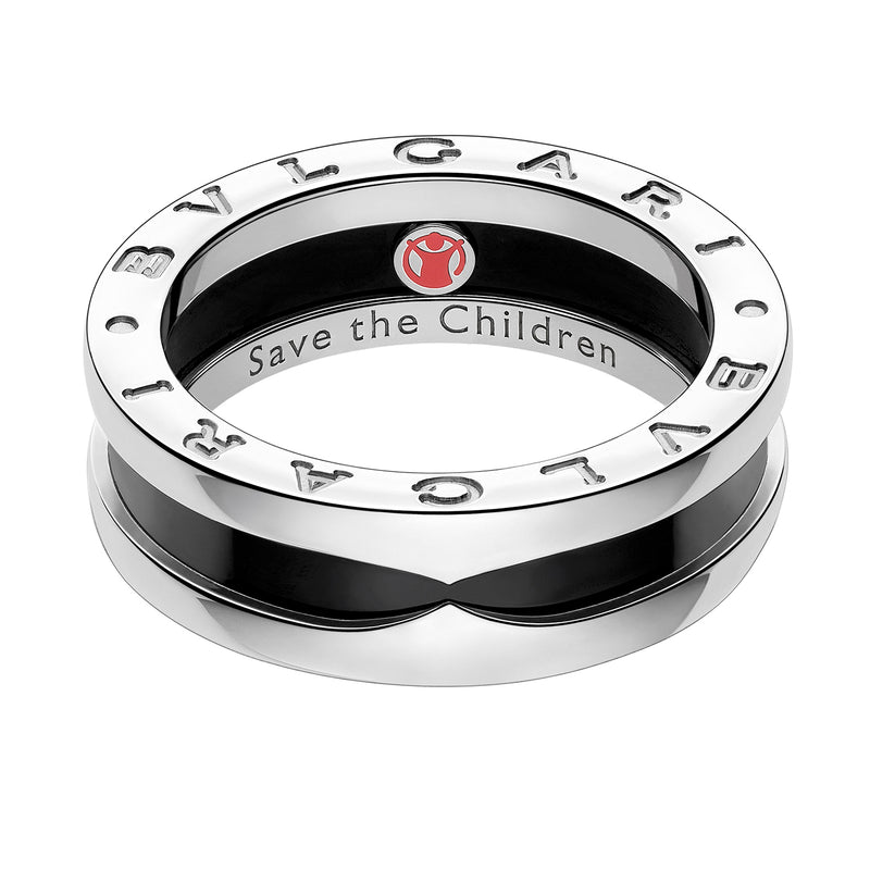 Save The Children One-Band Sterling Silver Ring With Black Ceramic