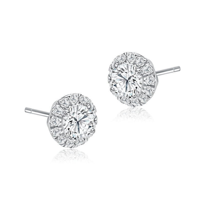 Star Carat Classic Halo Diamond Earrings