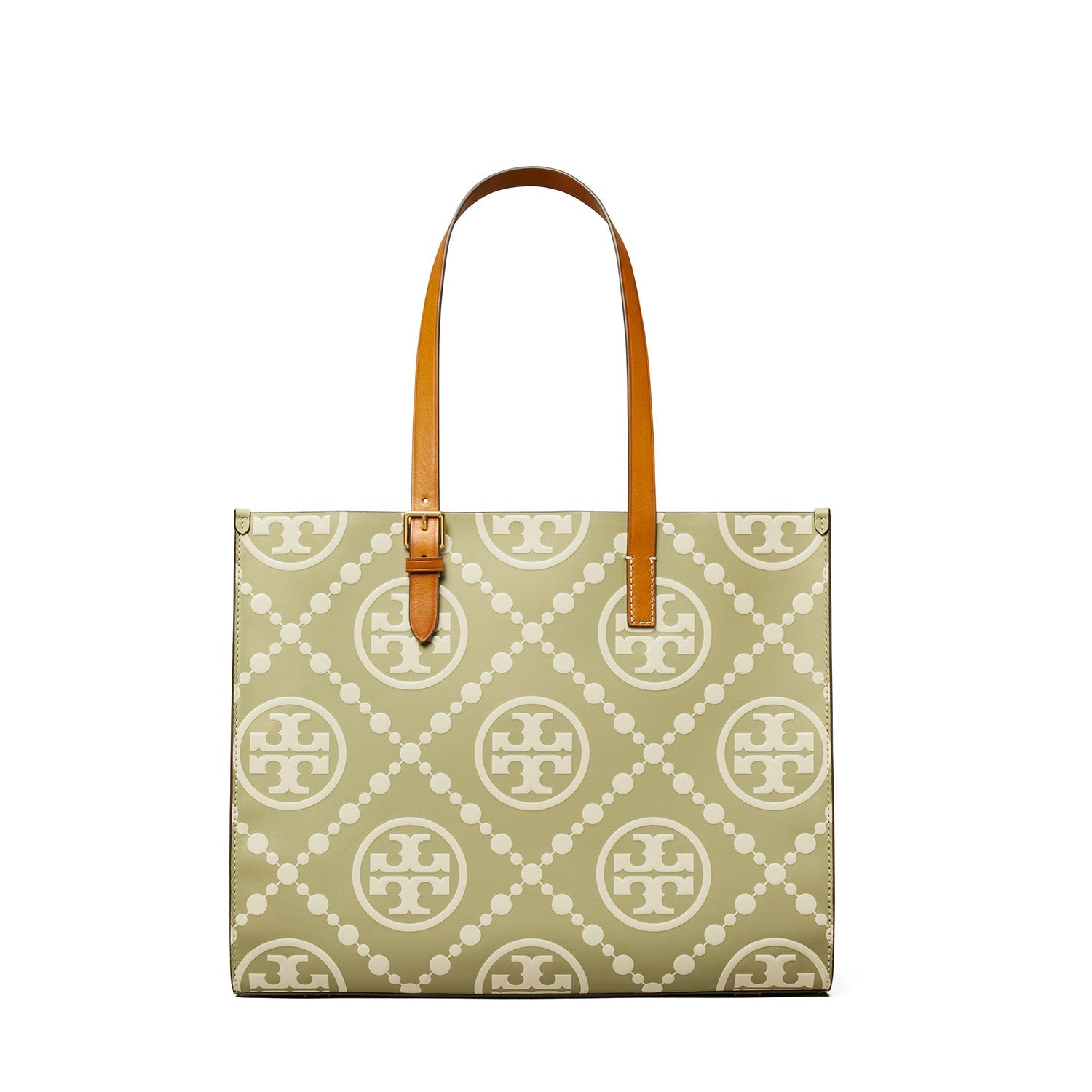 T Monogram Contrast Embossed Tote