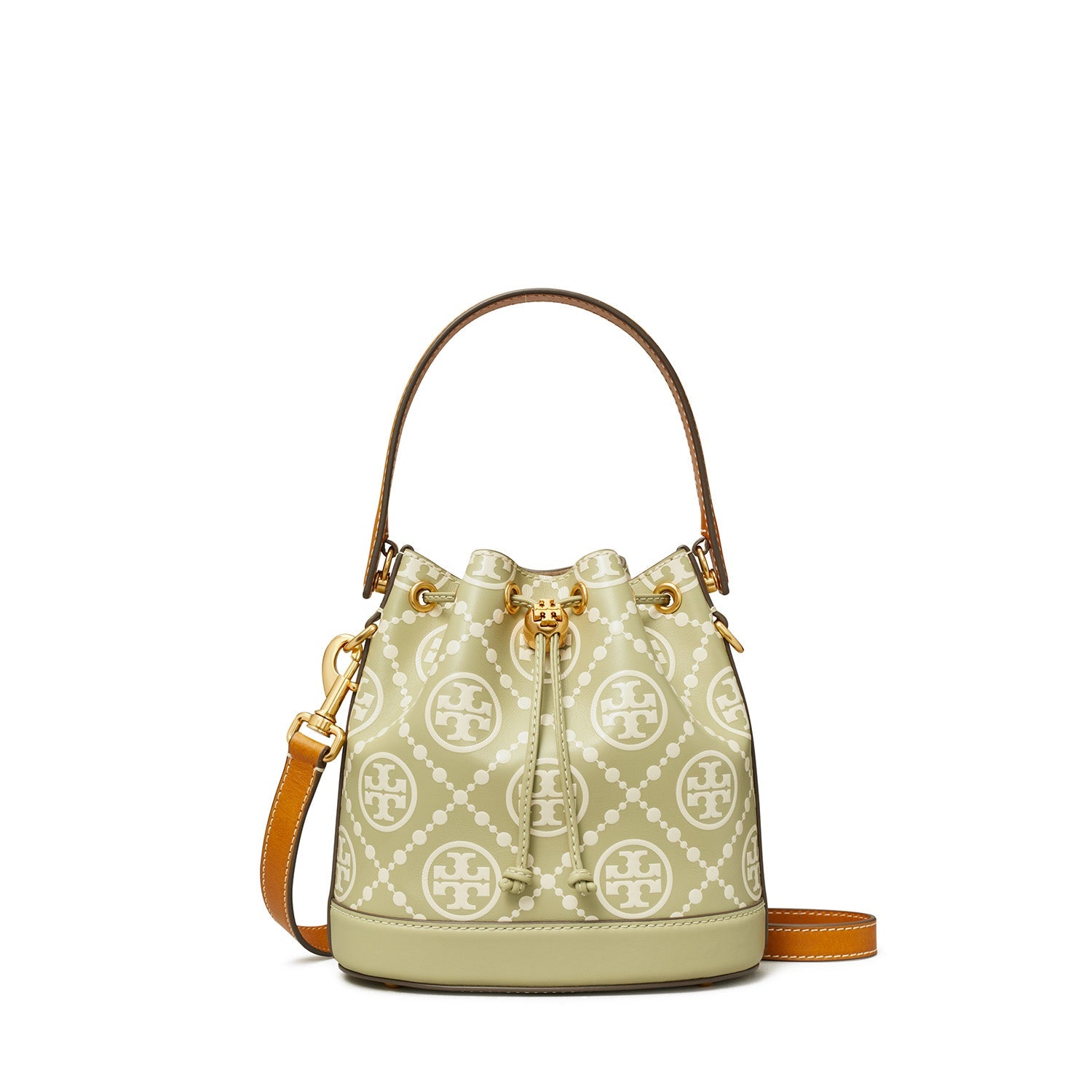 T Monogram Contrast Embossed Bucket Bag