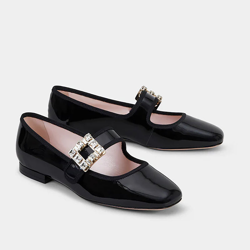 Très Vivier Strass Buckle Babies Ballerinas in Patent Leather