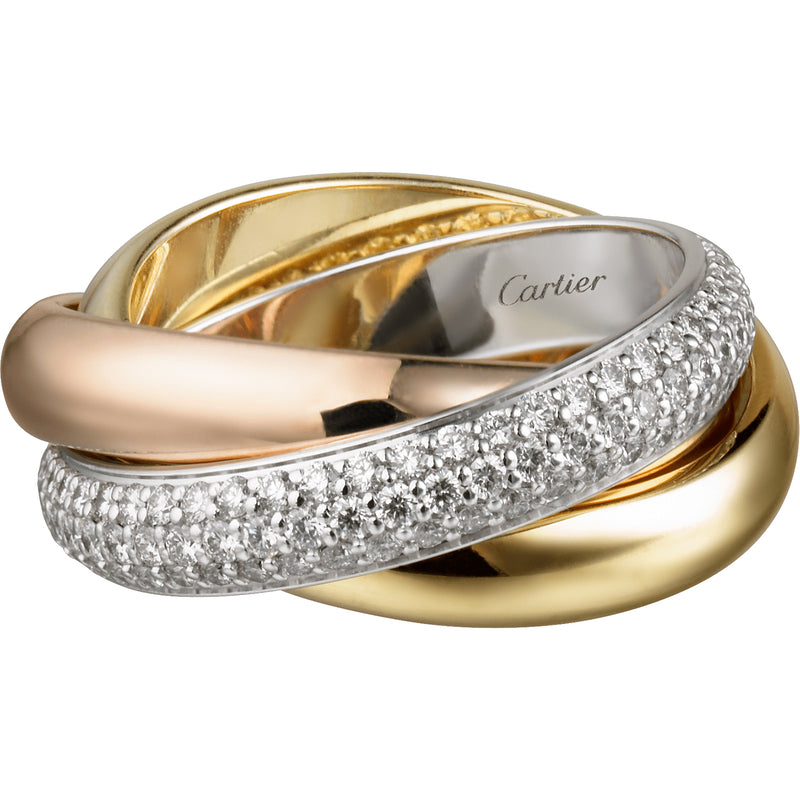 Trinity Ring, Medium Model, White Gold, Rose Gold, Diamonds