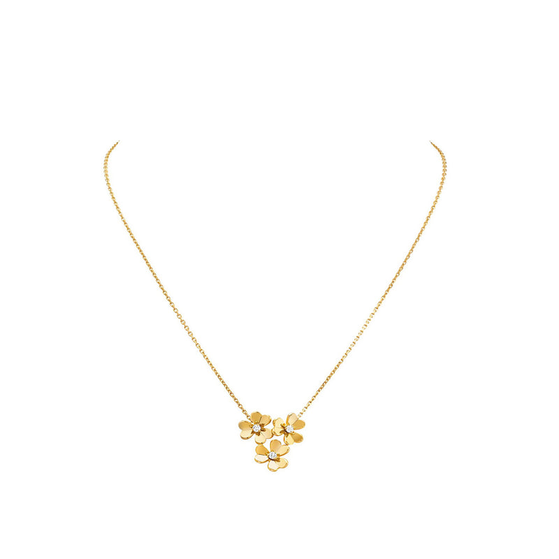 MEDAILLE CELINE SMALL NECKLACE IN YELLOW GOLD AND DIAMONDS - YELLOW GOLD &  WHITE