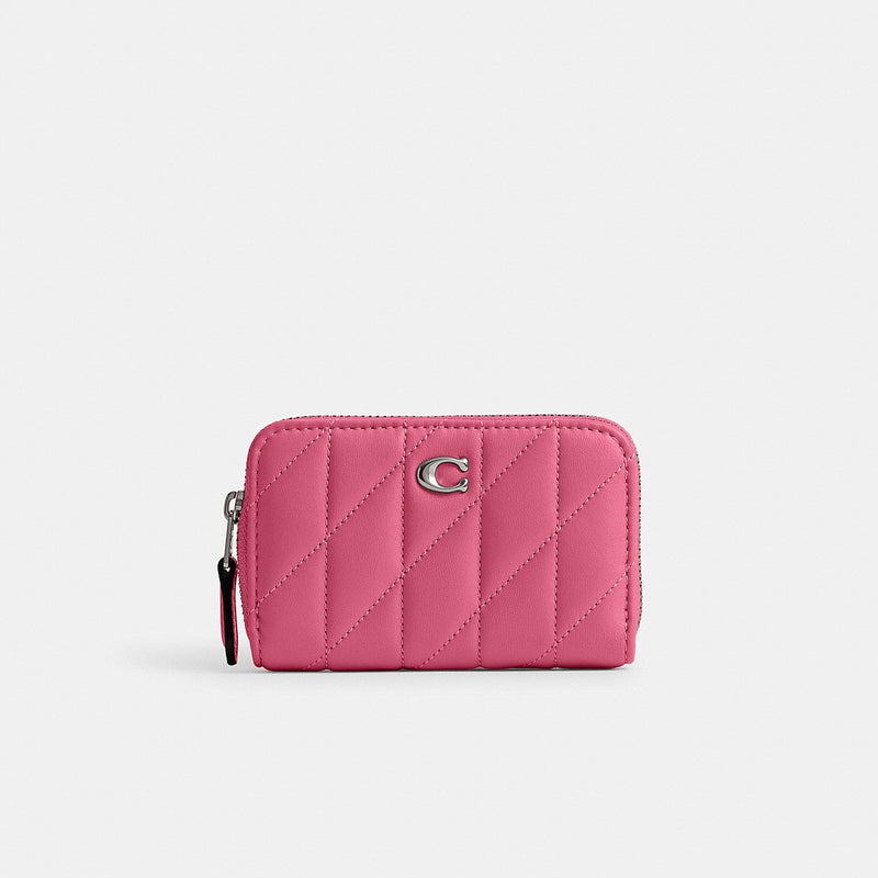 Quilted Leather Small Zip Around Card Case