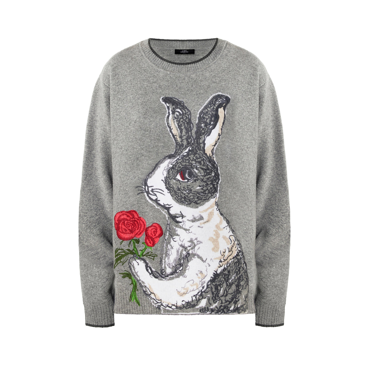 Jade Rabbit Embroidery Cashmere Sweater by Artist Long Di